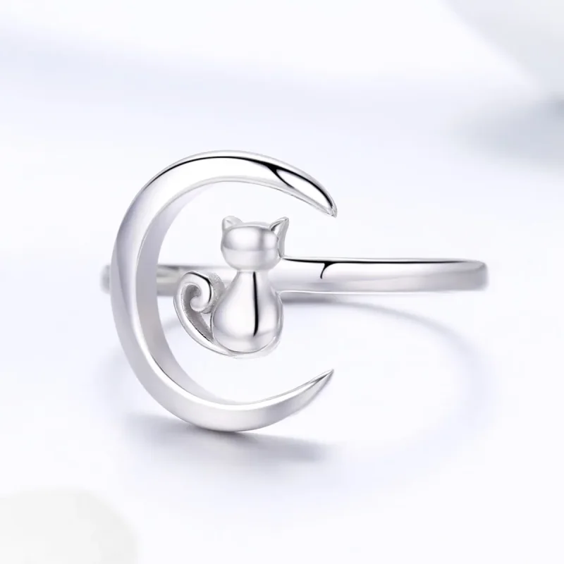 (image for) Pandora Style Silver Moon & Cat Ring - SCR451 - View 3