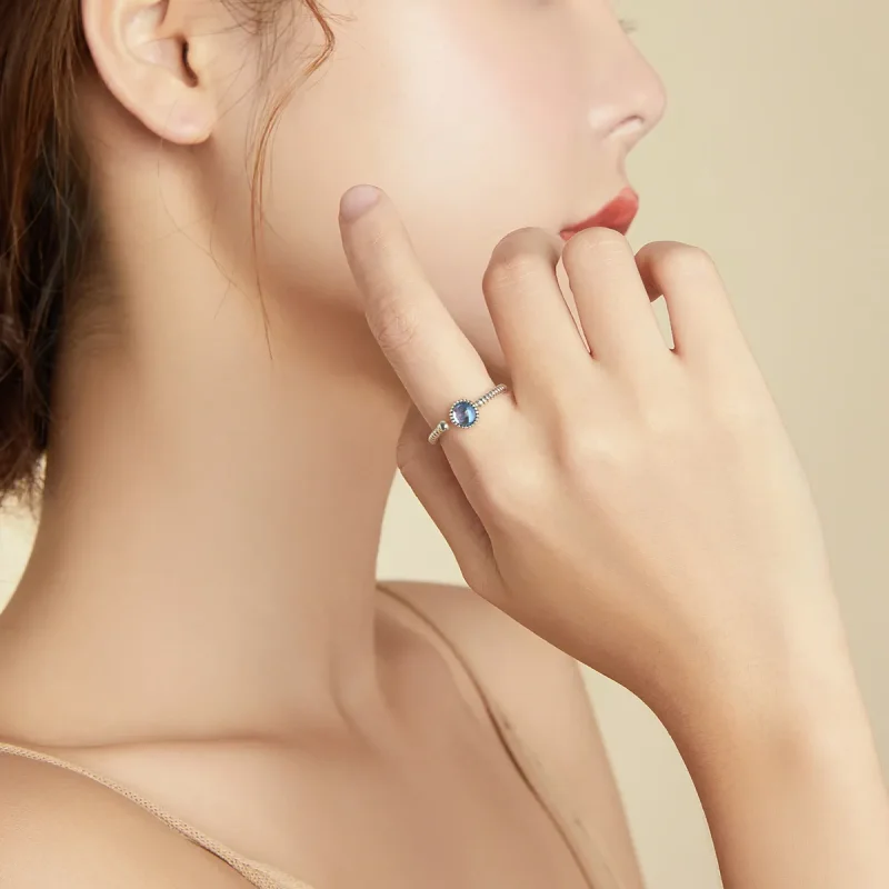 (image for) Pandora Style Silver Moonlight Lover Open Ring - SCR698 - View 6
