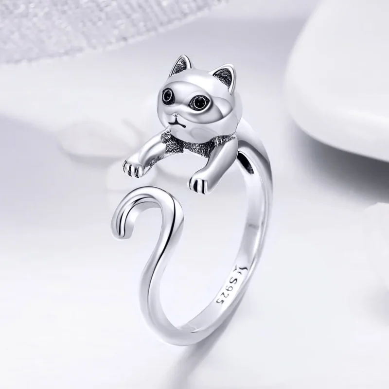 (image for) Pandora Style Silver Naughty Cat Ring - SCR409 - View 2