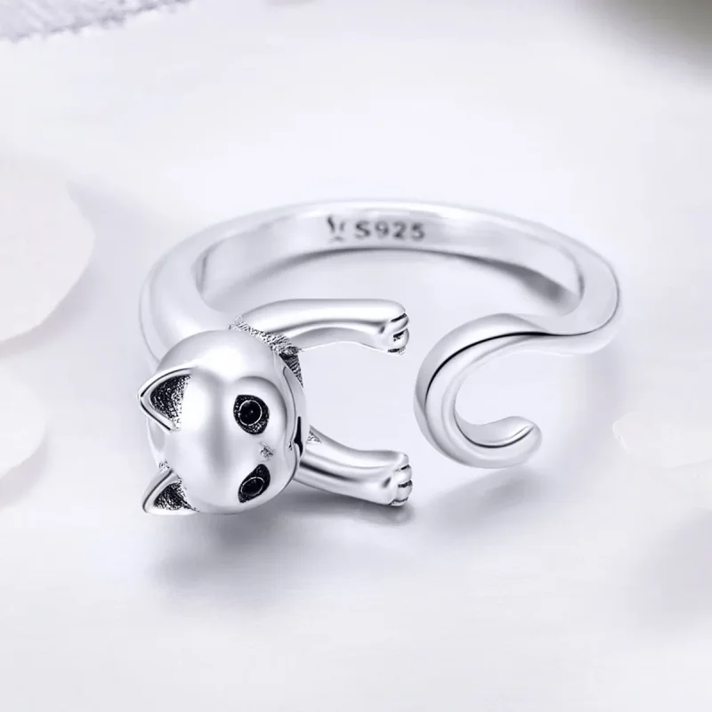 (image for) Pandora Style Silver Naughty Cat Ring - SCR409 - View 3
