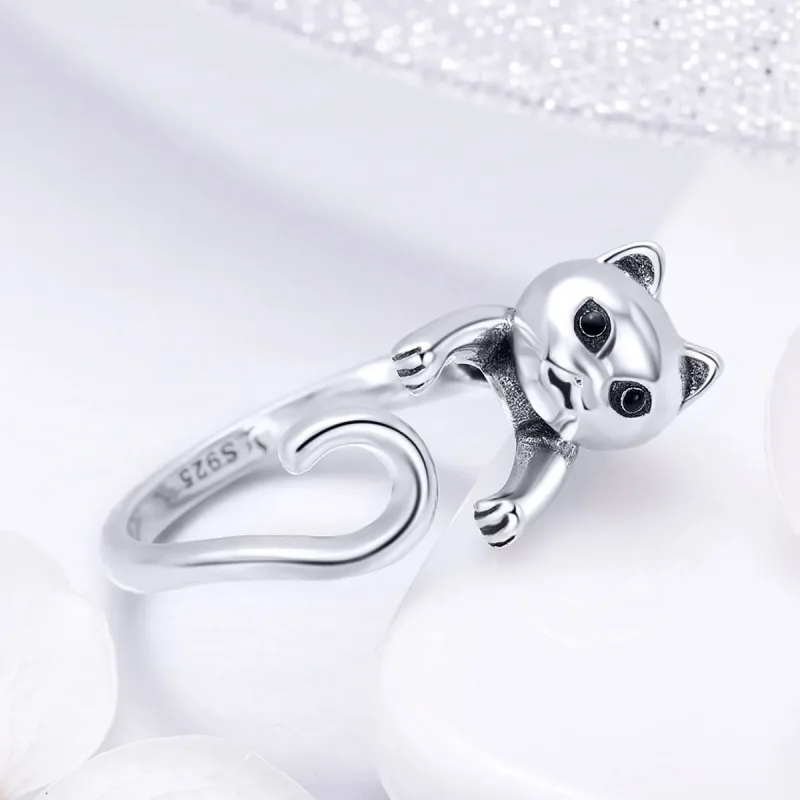 (image for) Pandora Style Silver Naughty Cat Ring - SCR409 - View 4