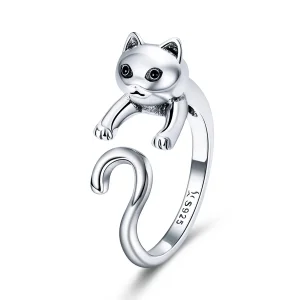 (image for) Pandora Style Silver Naughty Cat Ring - SCR409