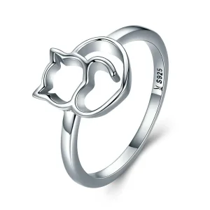 (image for) Pandora Style Silver Naughty Kitten Ring - SCR104