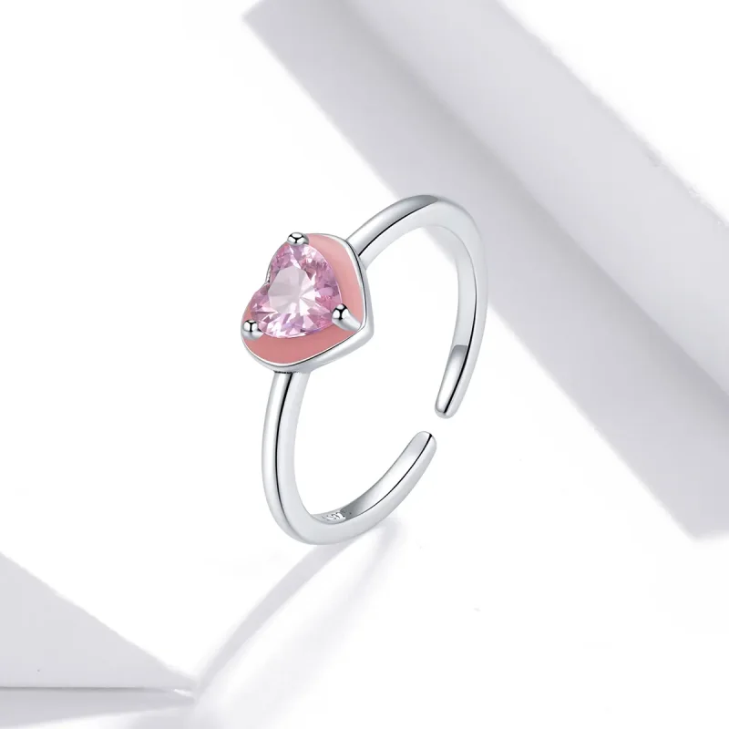 (image for) Pandora Style Silver Open Heart Clear Love Open Ring - SCR717 - View 2