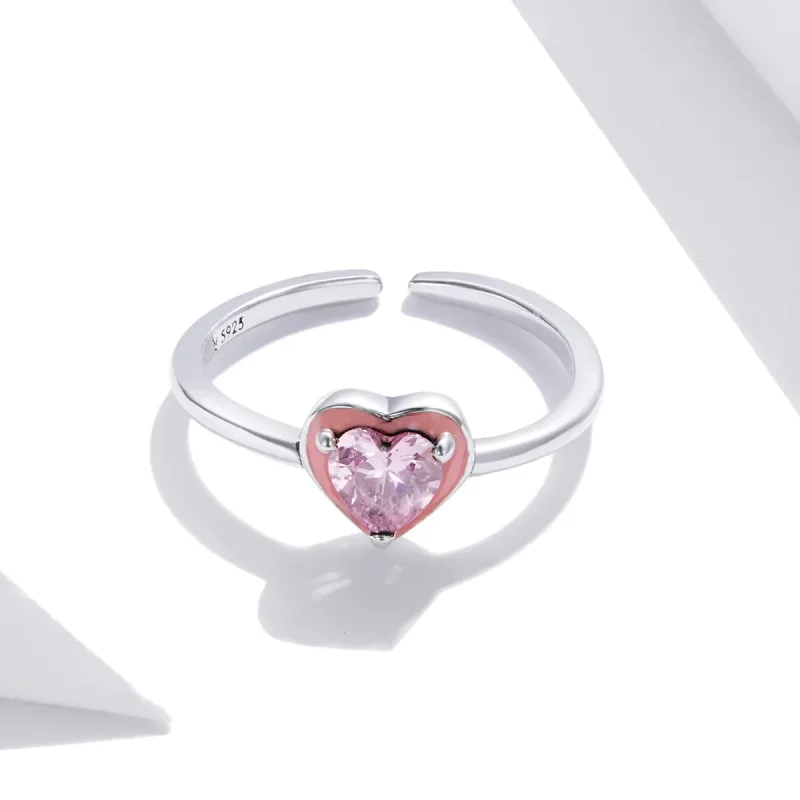 (image for) Pandora Style Silver Open Heart Clear Love Open Ring - SCR717 - View 4