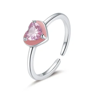 (image for) Pandora Style Silver Open Heart Clear Love Open Ring - SCR717