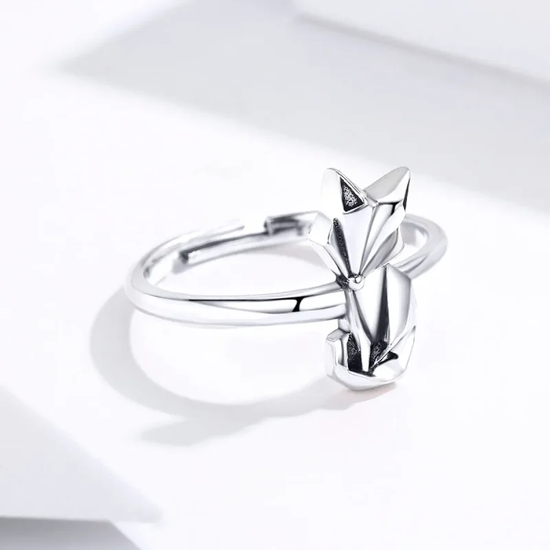 (image for) Pandora Style Silver Origami Fox Open Ring - SCR560 - View 2