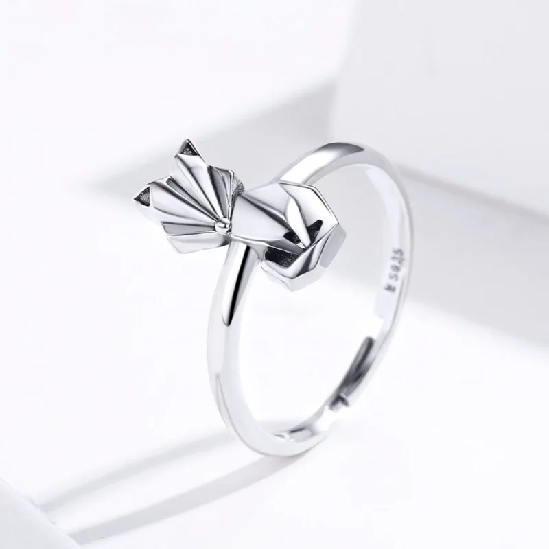 (image for) Pandora Style Silver Origami Fox Open Ring - SCR560 - View 3