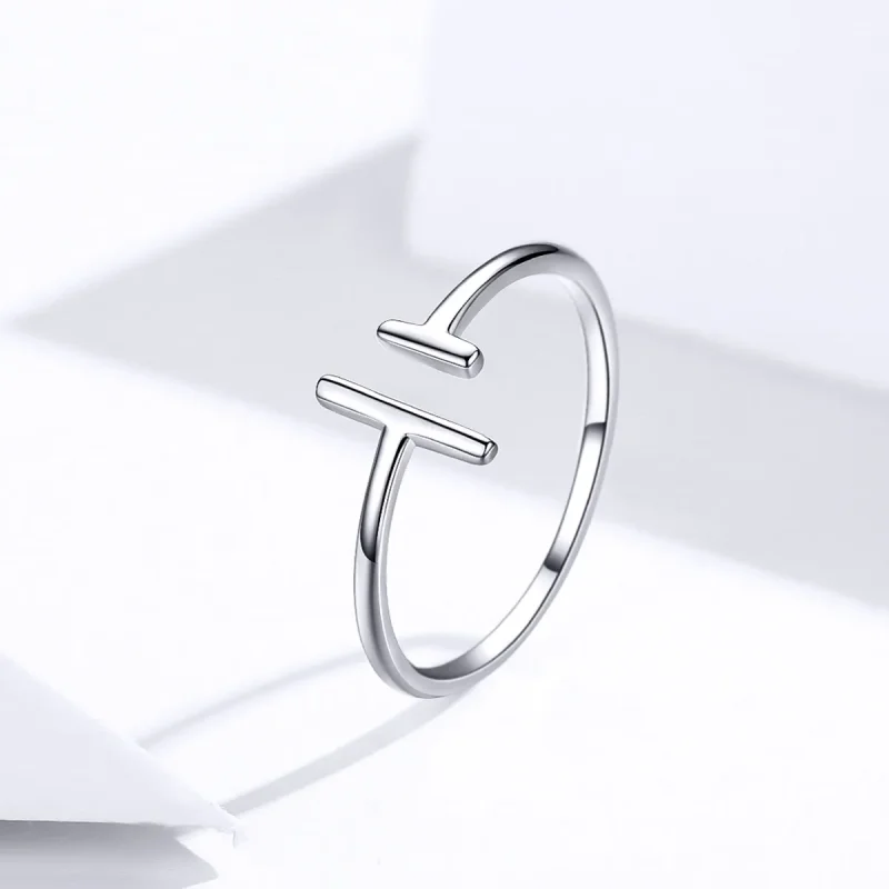 (image for) Pandora Style Silver Parallel Lines Open Ring - SCR555 - View 2