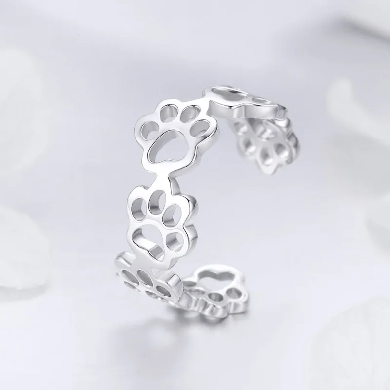 (image for) Pandora Style Silver Paw Trail Ring - SCR424 - View 2