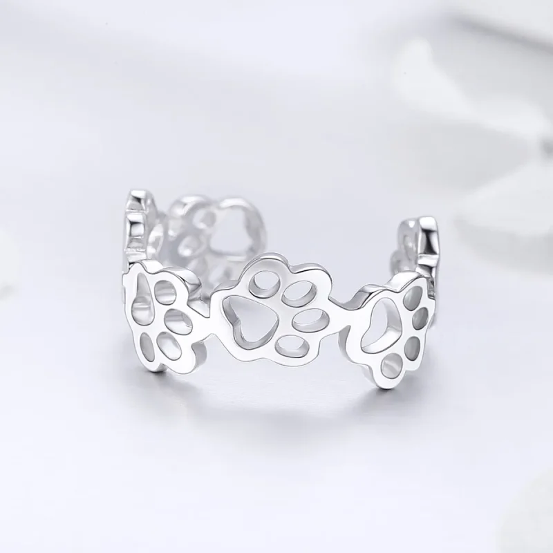 (image for) Pandora Style Silver Paw Trail Ring - SCR424 - View 3