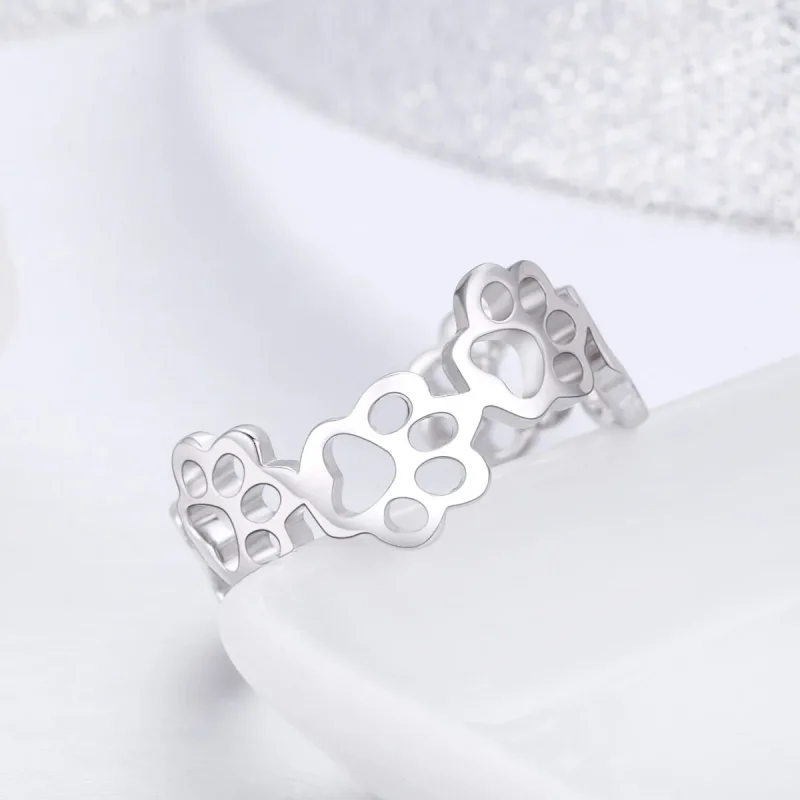 (image for) Pandora Style Silver Paw Trail Ring - SCR424 - View 4