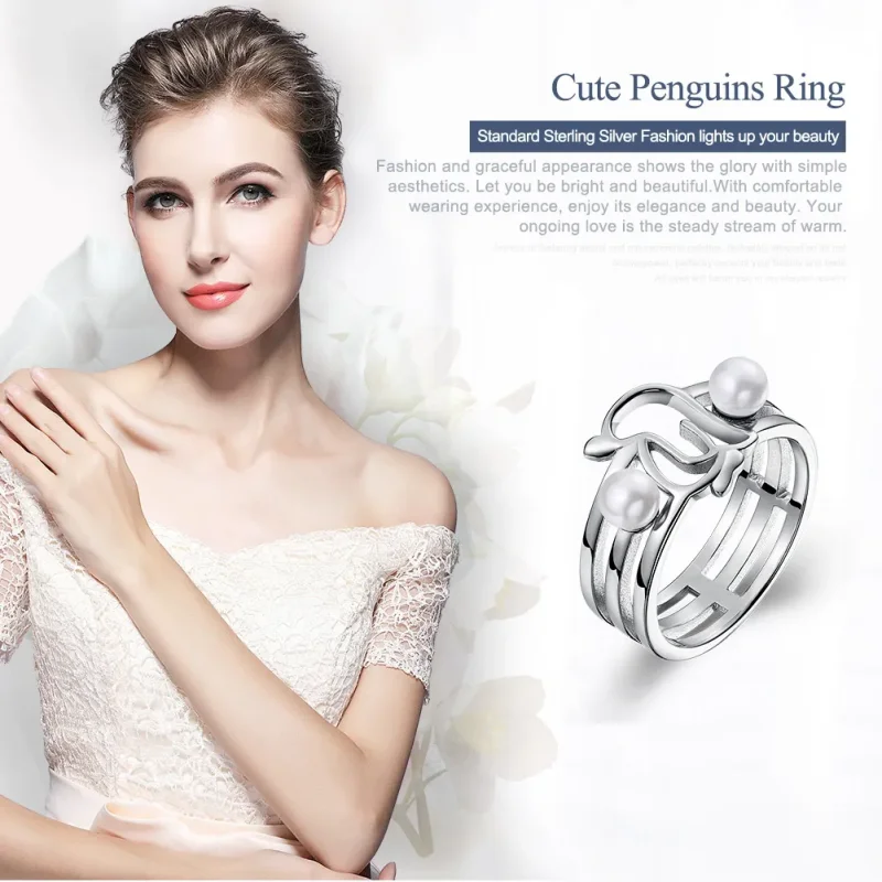 (image for) Pandora Style Silver Penguin Ring - SCR152 - View 2
