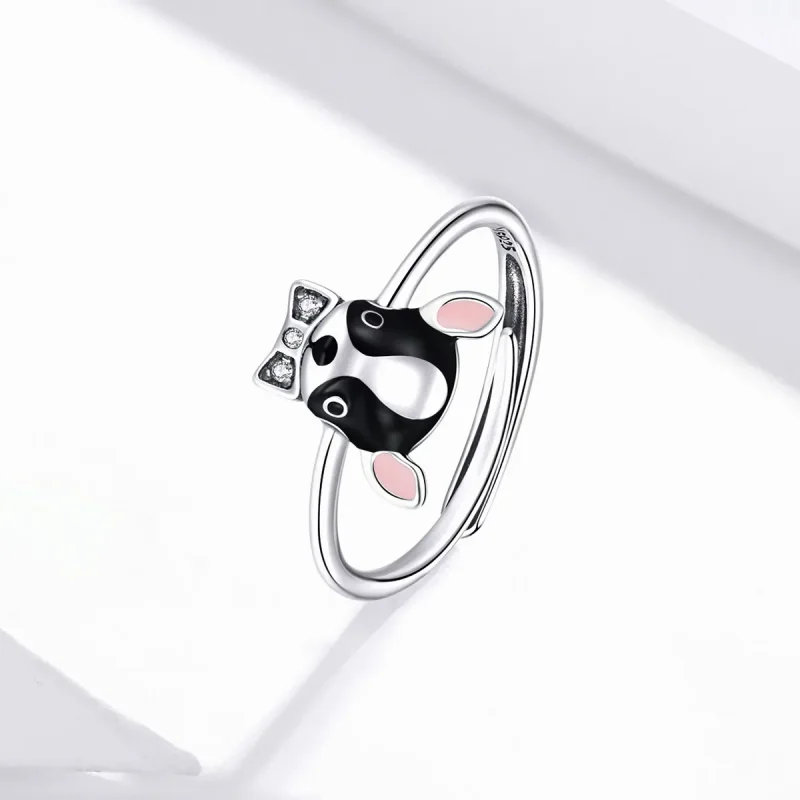(image for) Pandora Style Silver Puppy Chihuahua Open Ring - SCR695 - View 2