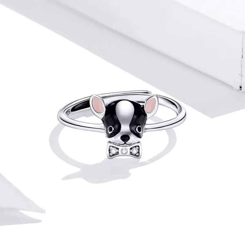 (image for) Pandora Style Silver Puppy Chihuahua Open Ring - SCR695 - View 3