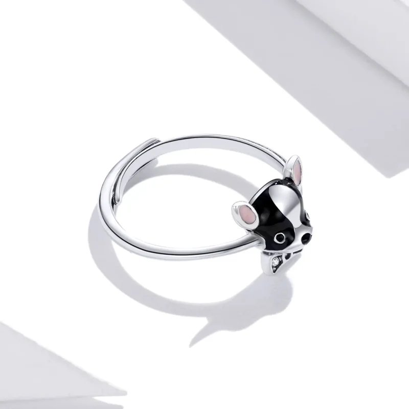 (image for) Pandora Style Silver Puppy Chihuahua Open Ring - SCR695 - View 4