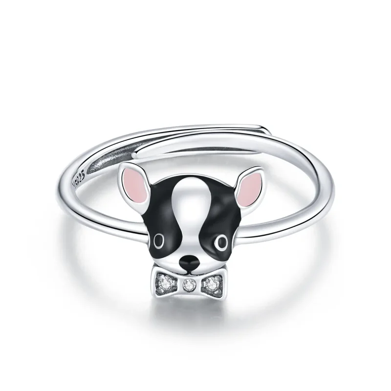 (image for) Pandora Style Silver Puppy Chihuahua Open Ring - SCR695