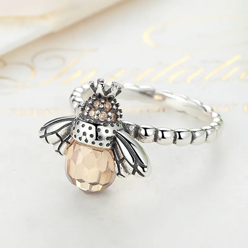 (image for) Pandora Style Silver Queen Bee Ring - SCR025 - View 3