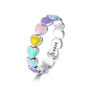 (image for) Pandora Style Silver Rainbow Heart Ring - SCR444