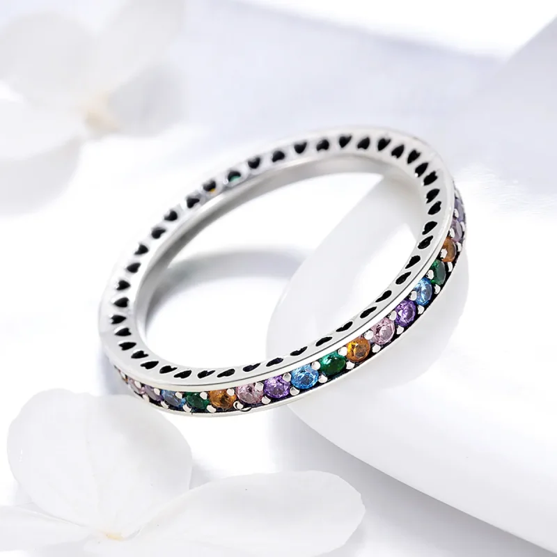 (image for) Pandora Style Silver Rainbow Ring - SCR392 - View 2