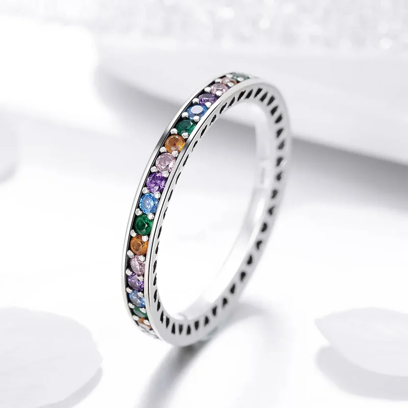 (image for) Pandora Style Silver Rainbow Ring - SCR392 - View 4