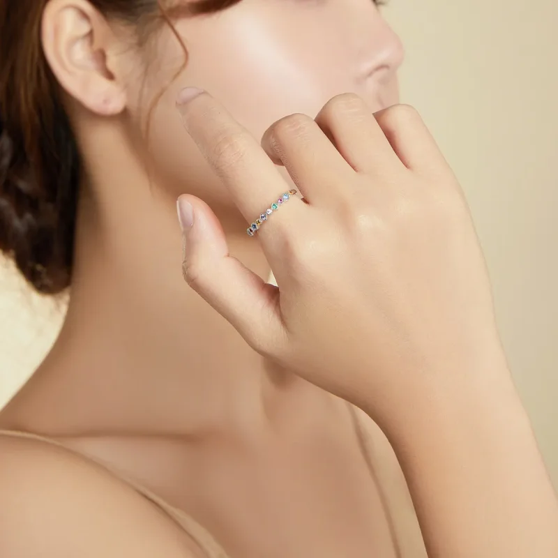 (image for) Pandora Style Silver Rainbow Ring - SCR697 - View 6