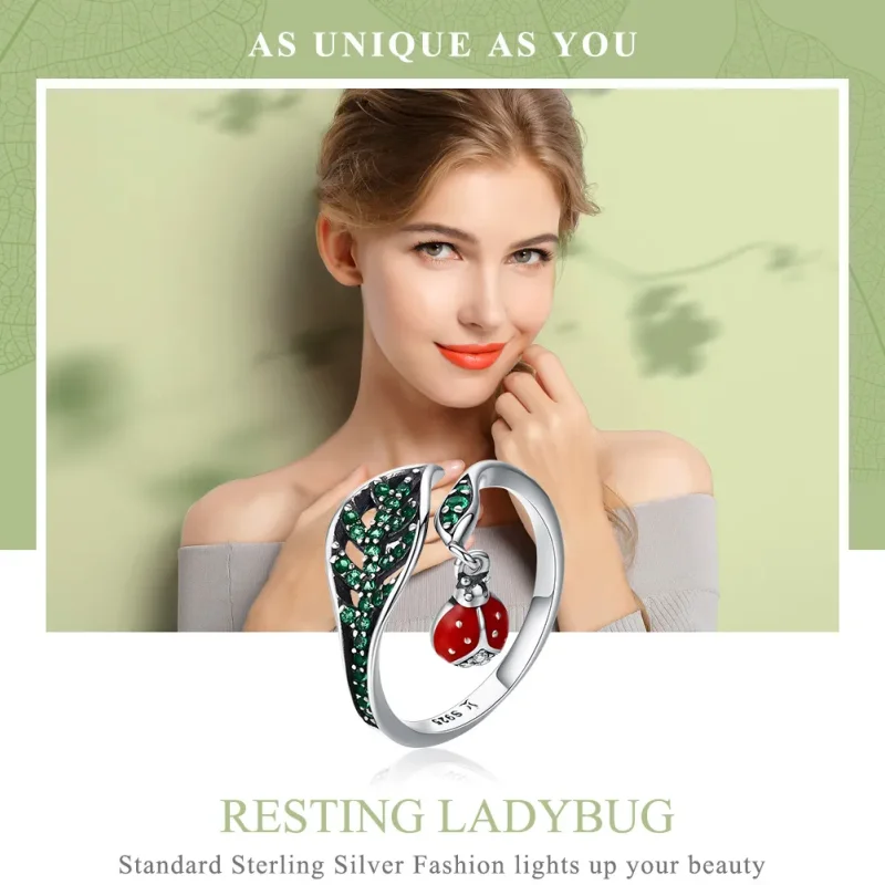 (image for) Pandora Style Silver Resting Ladybug Ring - SCR310 - View 2