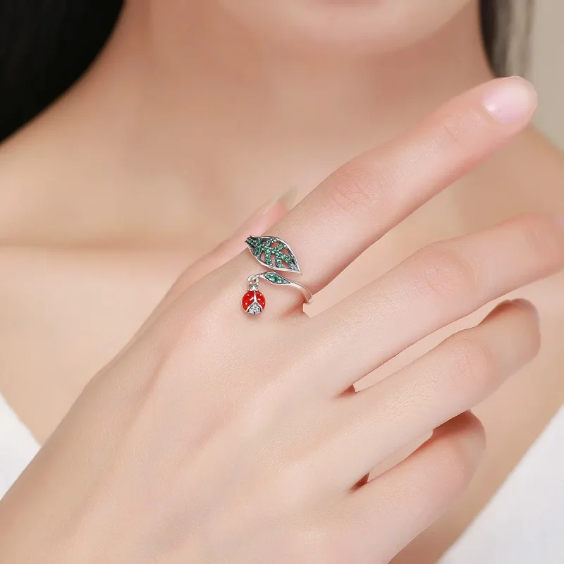 (image for) Pandora Style Silver Resting Ladybug Ring - SCR310 - View 3