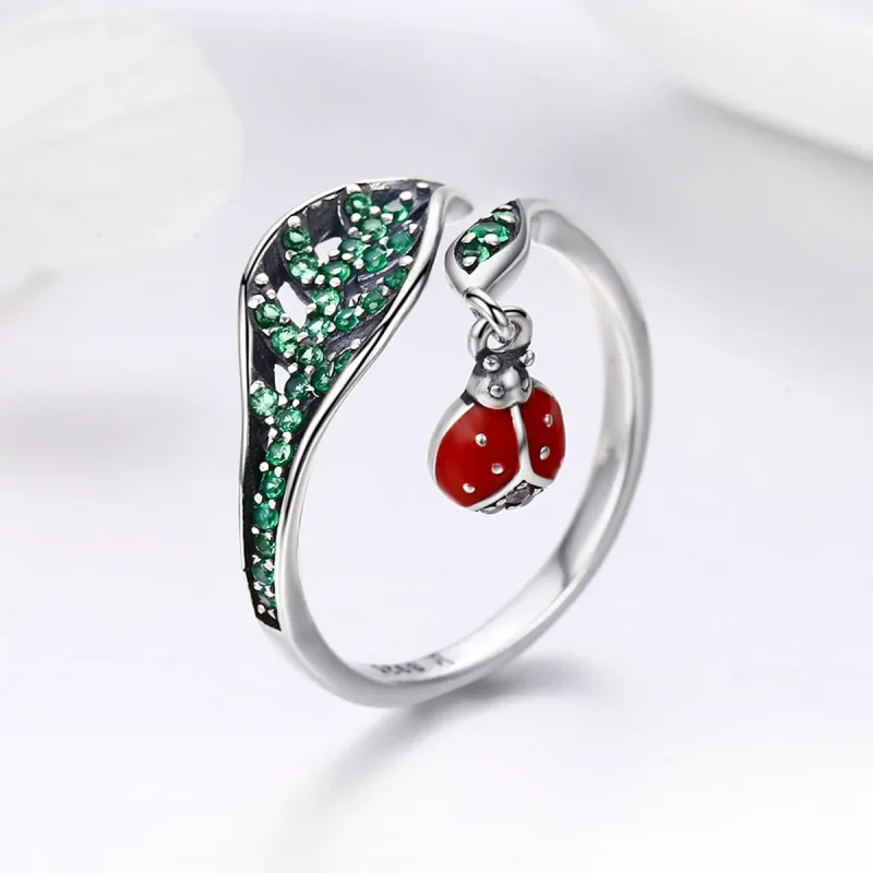 (image for) Pandora Style Silver Resting Ladybug Ring - SCR310 - View 4