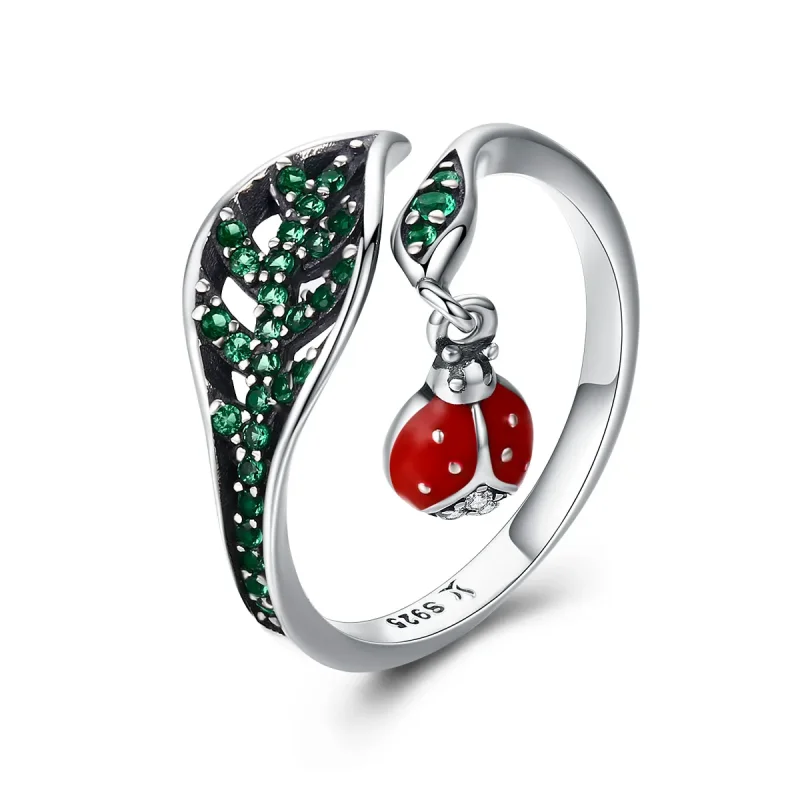 (image for) Pandora Style Silver Resting Ladybug Ring - SCR310