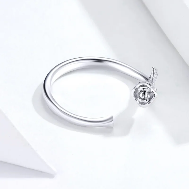 (image for) Pandora Style Silver Rose Flower Open Ring - BSR065 - View 2