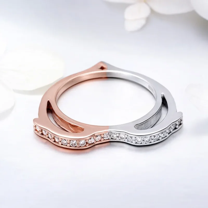 (image for) Pandora Style Silver & Rose Gold Ocean Spirit Ring - SCR418 - View 3