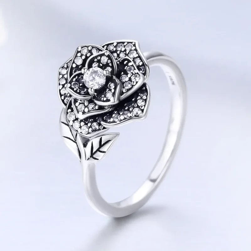 (image for) Pandora Style Silver Rose Love Ring - SCR382 - View 2