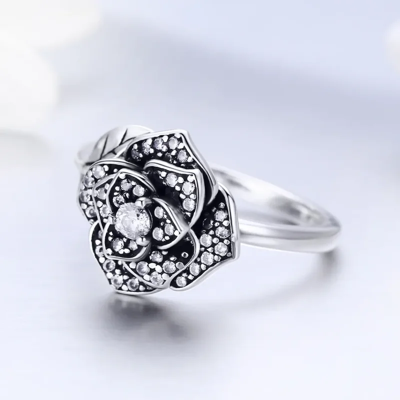(image for) Pandora Style Silver Rose Love Ring - SCR382 - View 3