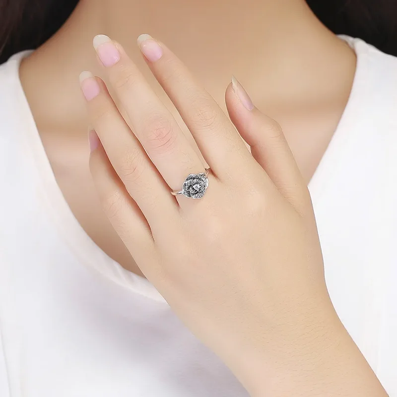 (image for) Pandora Style Silver Rose Love Ring - SCR382 - View 5