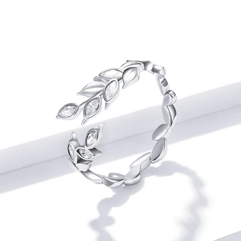 (image for) Pandora Style Silver Shining Wheat Spike Open Ring - BSR135 - View 2