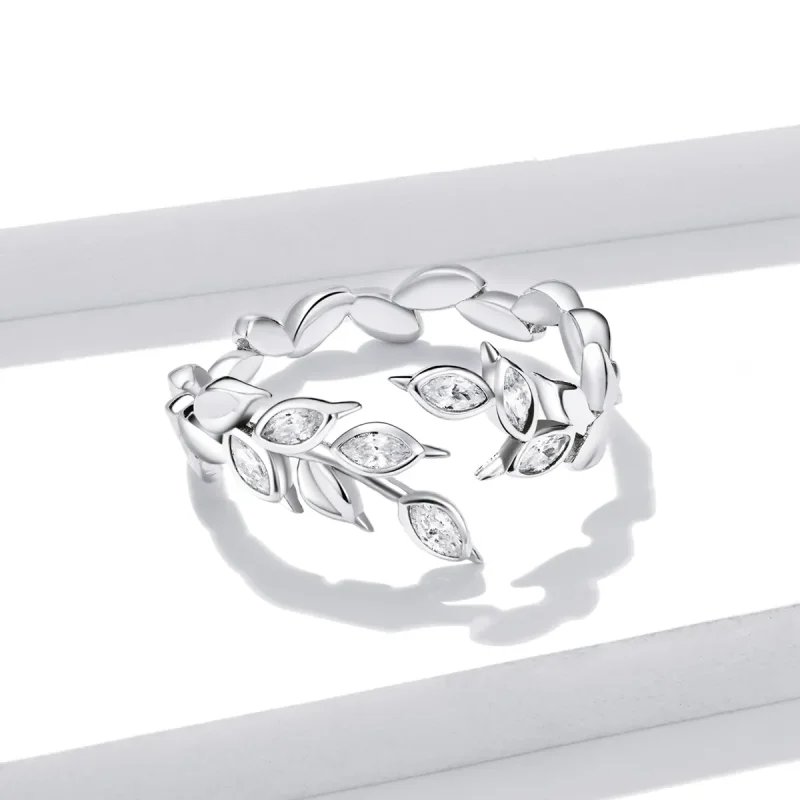(image for) Pandora Style Silver Shining Wheat Spike Open Ring - BSR135 - View 3