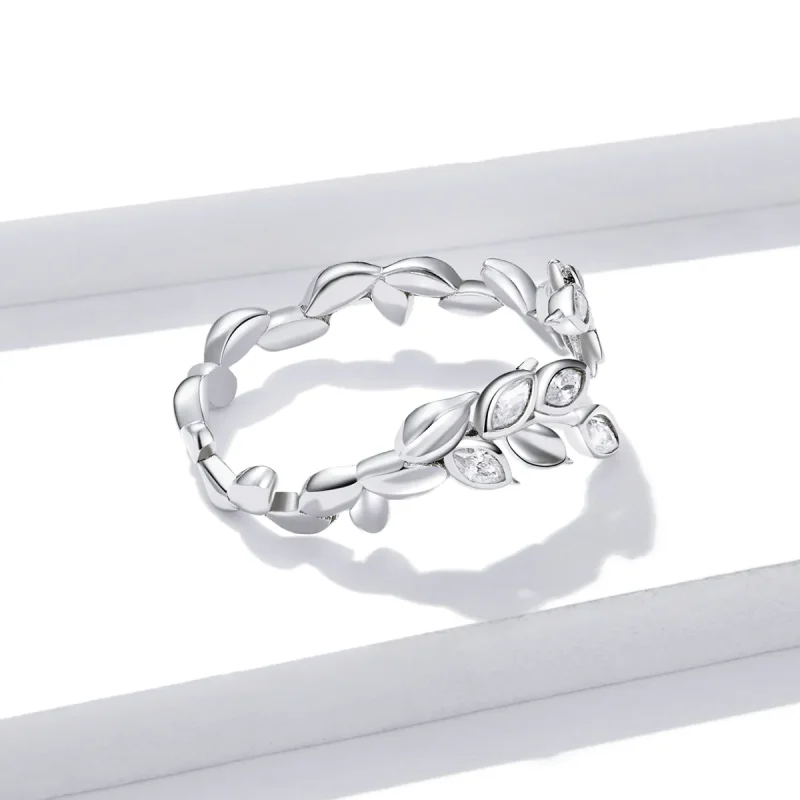 (image for) Pandora Style Silver Shining Wheat Spike Open Ring - BSR135 - View 4