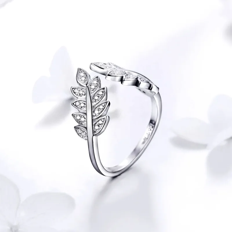 (image for) Pandora Style Silver Slient Leaves Ring - SCR505 - View 2