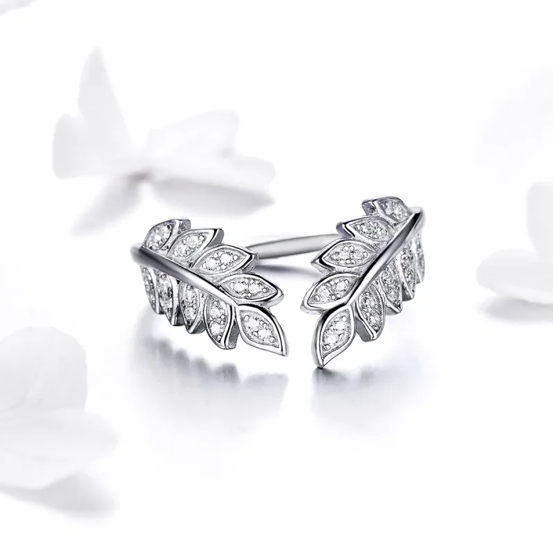 (image for) Pandora Style Silver Slient Leaves Ring - SCR505 - View 3