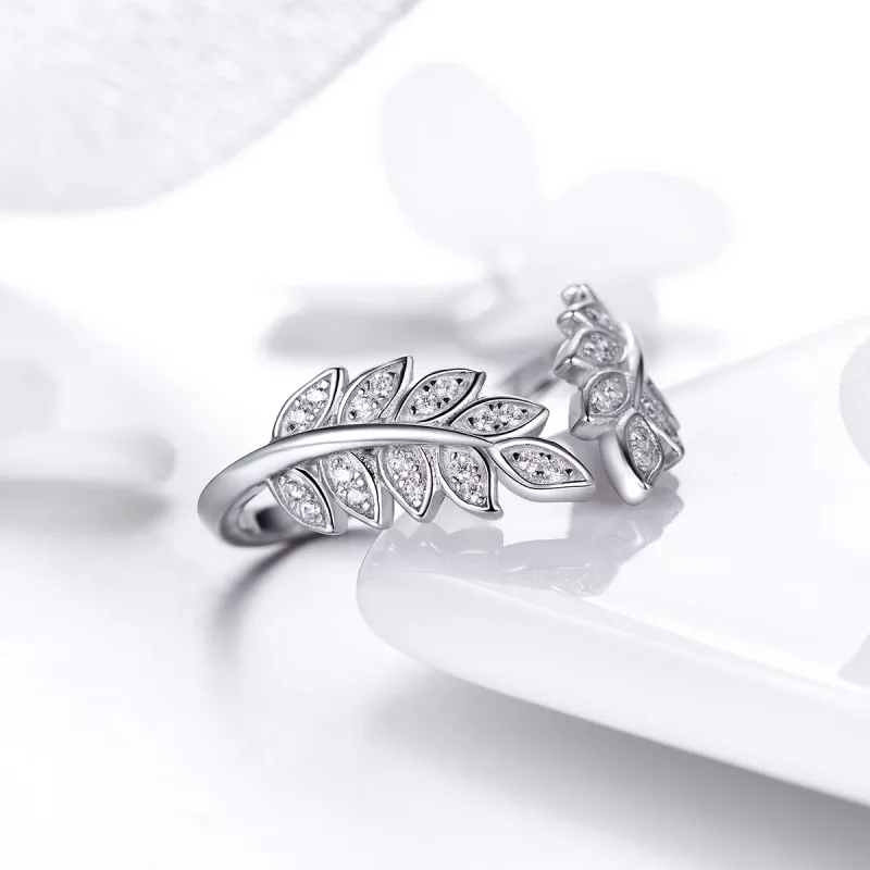 (image for) Pandora Style Silver Slient Leaves Ring - SCR505 - View 4