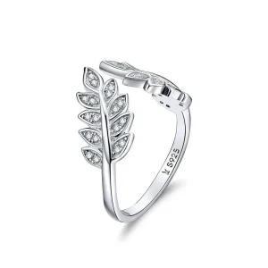 (image for) Pandora Style Silver Slient Leaves Ring - SCR505