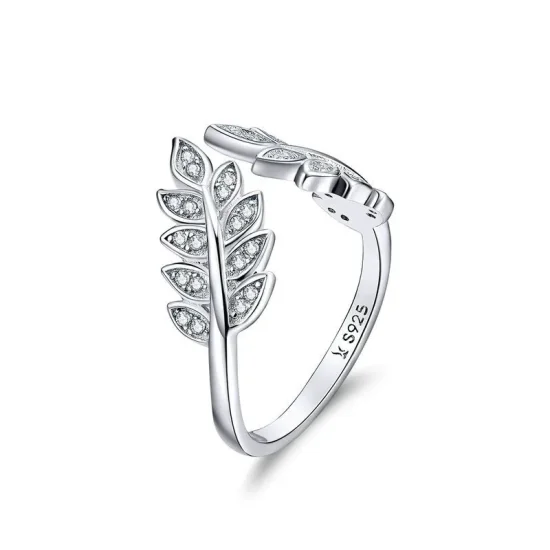 (image for) Pandora Style Silver Slient Leaves Ring - SCR505