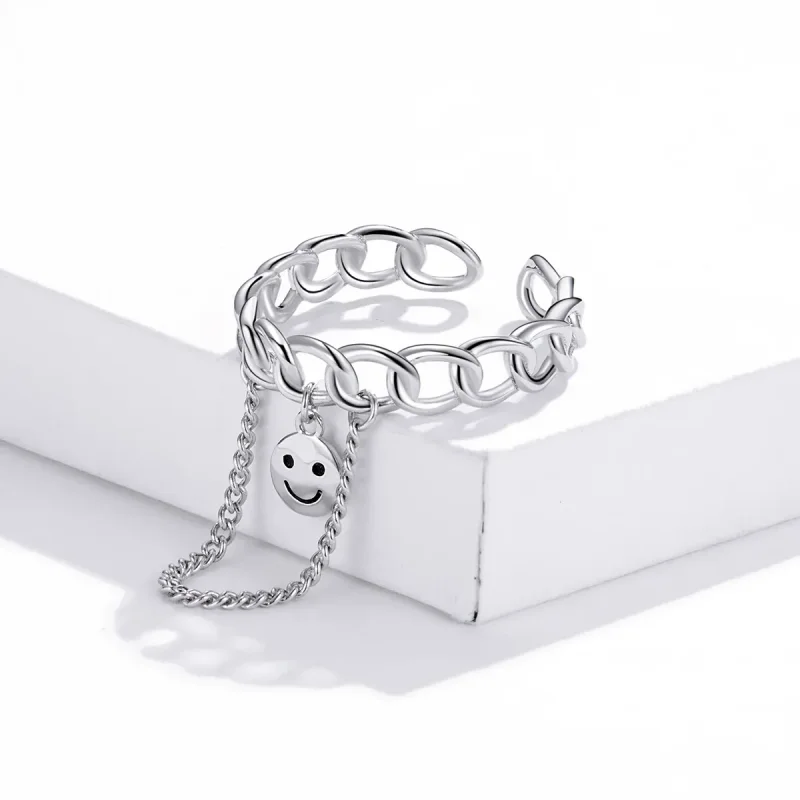 (image for) Pandora Style Silver Smiley Open Ring - SCR702 - View 4