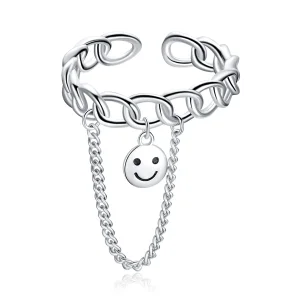 (image for) Pandora Style Silver Smiley Open Ring - SCR702
