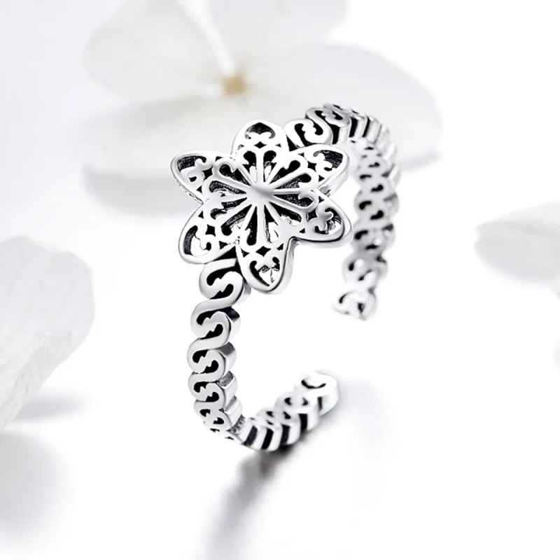 (image for) Pandora Style Silver Snowflake Ring - SCR482 - View 2
