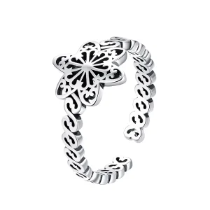 (image for) Pandora Style Silver Snowflake Ring - SCR482