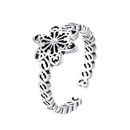 (image for) Pandora Style Silver Snowflake Ring - SCR482