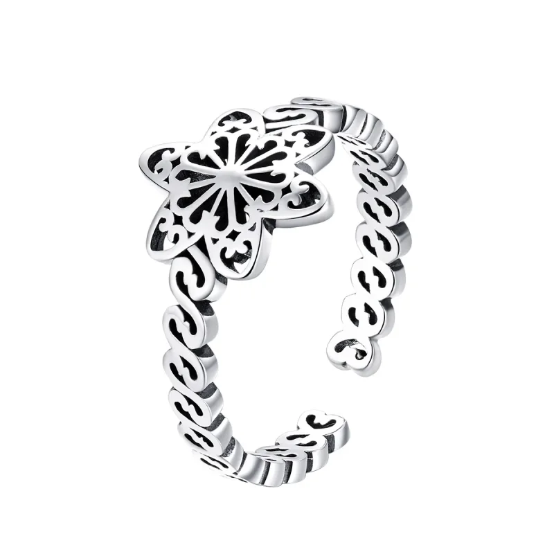 (image for) Pandora Style Silver Snowflake Ring - SCR482