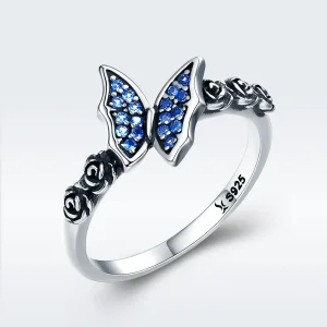 (image for) Pandora Style Silver Sparkling Butterfly Ring - SCR285